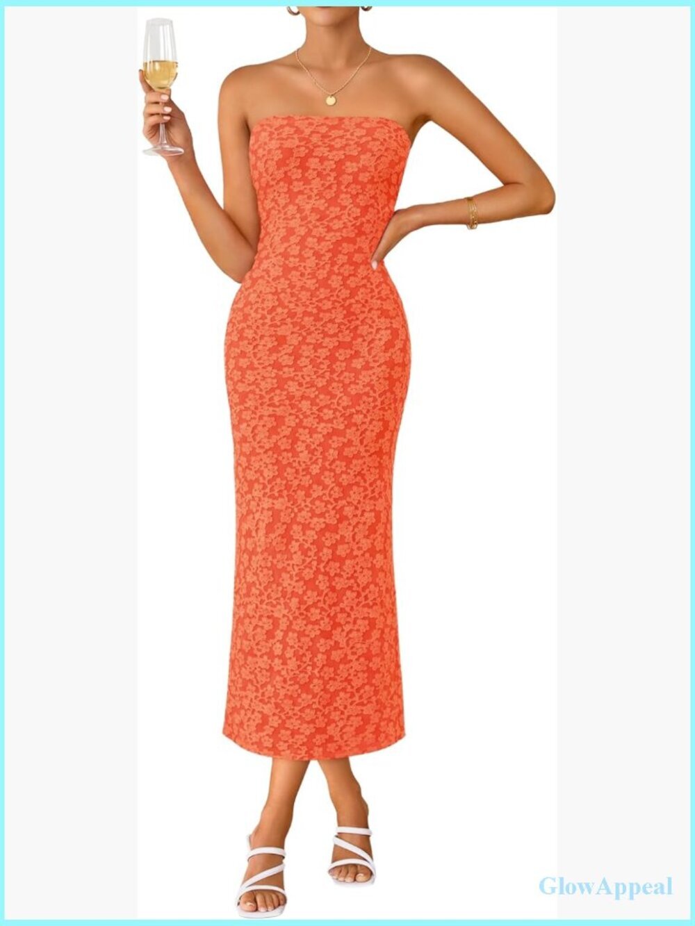 Strapless Floral Bodycon Midi Dress Summer Wedding Guest Party Dress